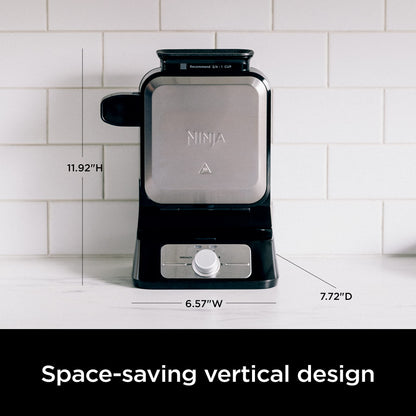 Ninja Belgian Waffle Maker Pro | Vertical Design | 5 Shade Settings with Precision - Pour Cup & Chef - curated Recipe Guide | Black & Silver | BW1001 - SkinNails&Makeup