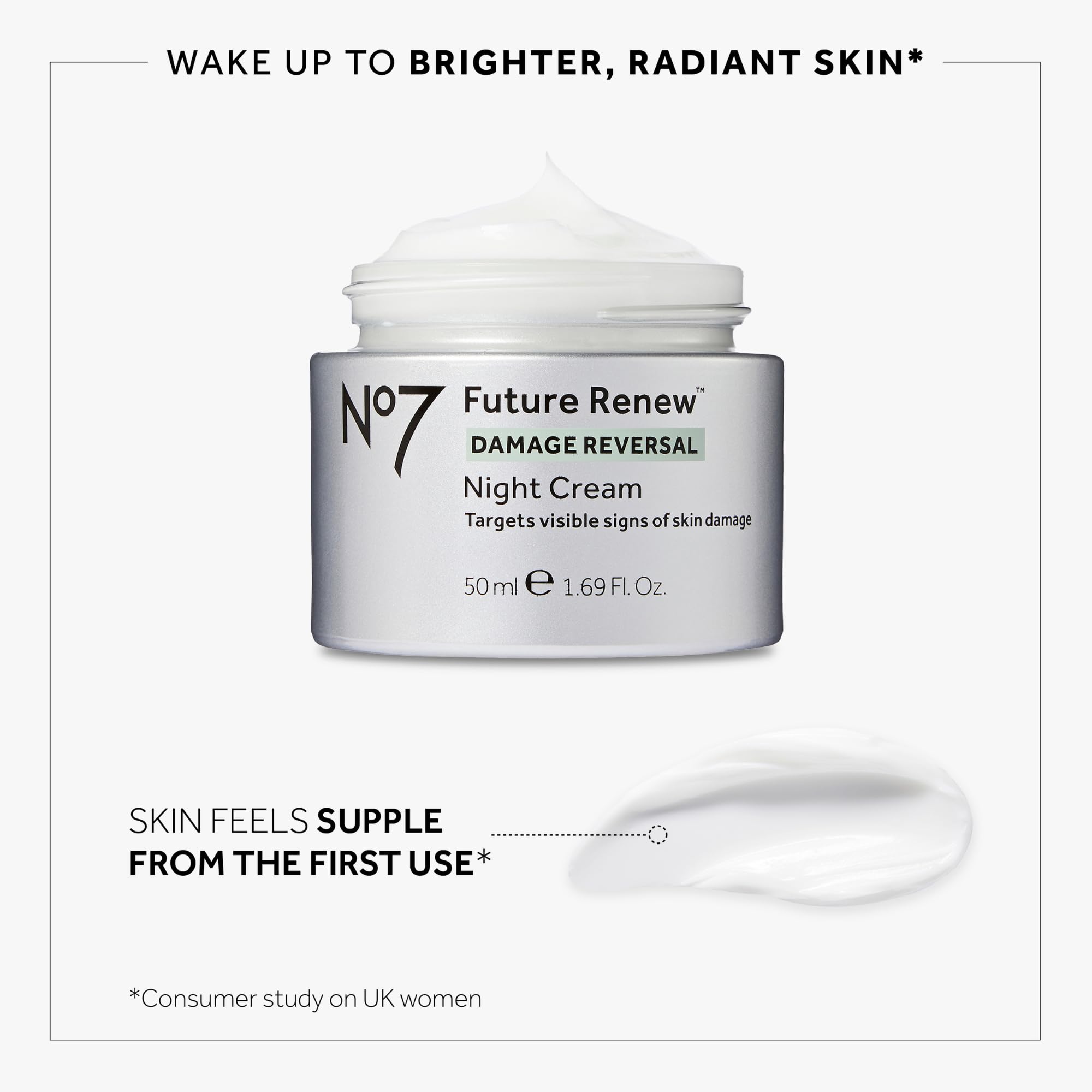 No7 Future Renew Damage Reversal Night Cream - Anti Aging Face Moisturizer - Infused with Peptide Technology to Reverse Visible Signs of Damage - Skin Barrier Repair for Dry Skin (1.69 Oz - My Store