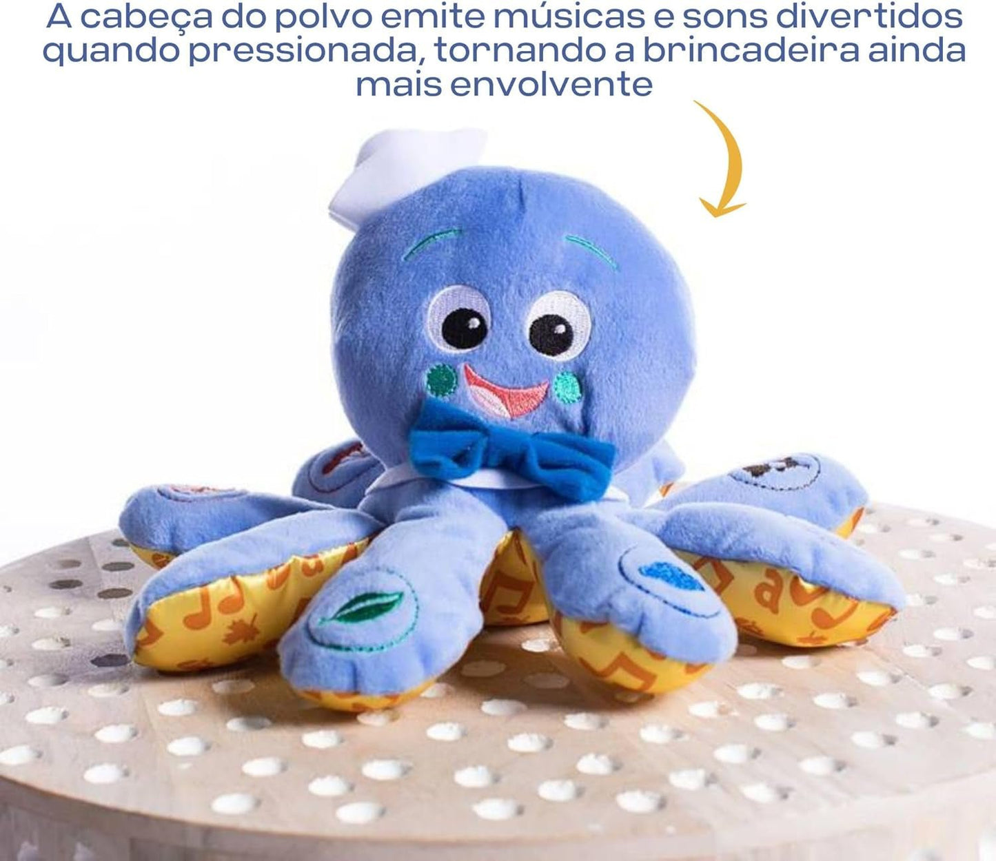 Octoplush Musical Huggable Stuffed Animal Plush Toy, Learn Colors in 3 Languages, Blue, 11" Age 3 Month and Up, - SkinNails&Makeup