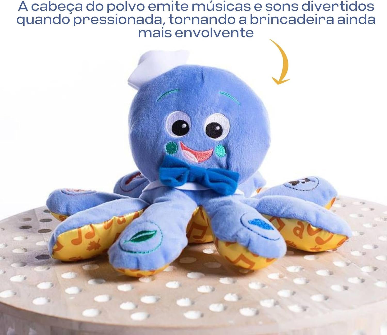Octoplush Musical Huggable Stuffed Animal Plush Toy, Learn Colors in 3 Languages, Blue, 11" Age 3 Month and Up, - SkinNails&Makeup