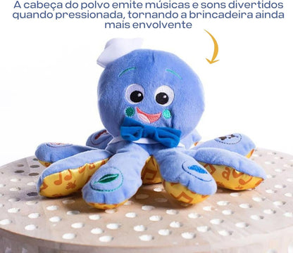 Octoplush Musical Huggable Stuffed Animal Plush Toy, Learn Colors in 3 Languages, Blue, 11" Age 3 Month and Up, - SkinNails&Makeup