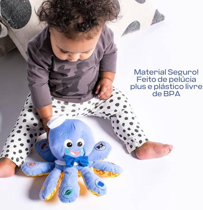 Octoplush Musical Huggable Stuffed Animal Plush Toy, Learn Colors in 3 Languages, Blue, 11" Age 3 Month and Up, - SkinNails&Makeup