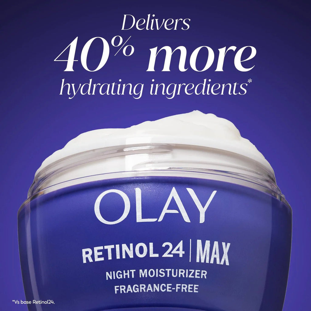 Olay Retinol Face Moisturizer, 24 MAX Anti - Aging Night Cream for Women, Fragrance - Free, Non Greasy - Anti - Wrinkle, Smooth Fine Lines, Tightening, Hydrating Skin Care - Peptides, Glycerin, 1.7 Oz - My Store