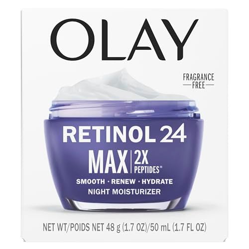 Olay Retinol Face Moisturizer, 24 MAX Anti - Aging Night Cream for Women, Fragrance - Free, Non Greasy - Anti - Wrinkle, Smooth Fine Lines, Tightening, Hydrating Skin Care - Peptides, Glycerin, 1.7 Oz - My Store