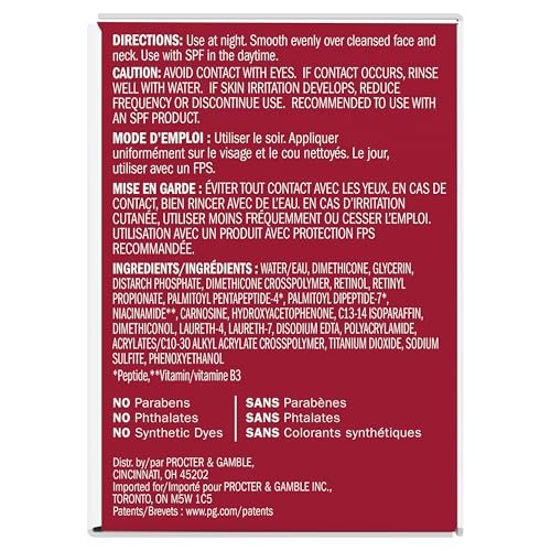 Olay Retinol Face Moisturizer, 24 MAX Anti - Aging Night Cream for Women, Fragrance - Free, Non Greasy - Anti - Wrinkle, Smooth Fine Lines, Tightening, Hydrating Skin Care - Peptides, Glycerin, 1.7 Oz - My Store