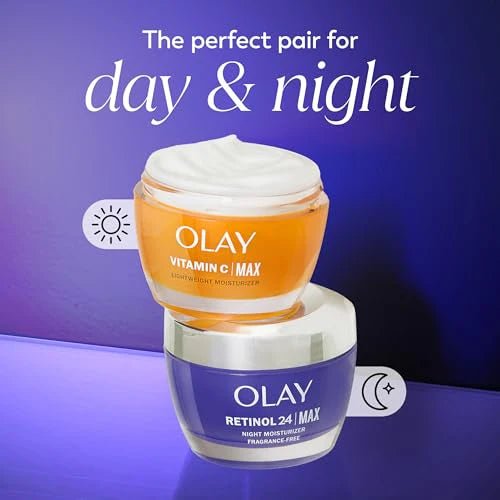 Olay Retinol Face Moisturizer, 24 MAX Anti - Aging Night Cream for Women, Fragrance - Free, Non Greasy - Anti - Wrinkle, Smooth Fine Lines, Tightening, Hydrating Skin Care - Peptides, Glycerin, 1.7 Oz - My Store