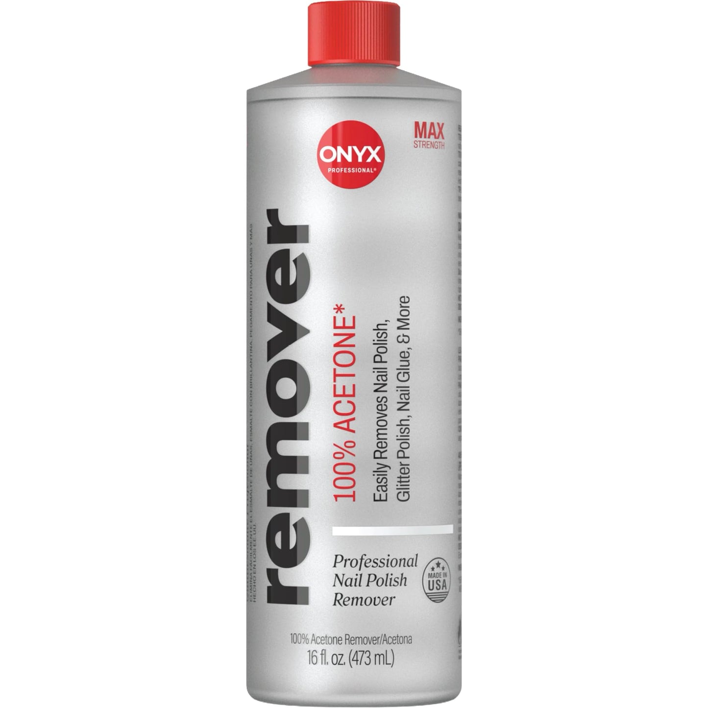 Onyx Professional 100% Pure Acetone Nail Polish Remover Kit with 7 inch Nail File, 16 fl oz - Made in USA, Maximum - Strength Gel Polish Remover, Artificial & Glitter Nail Polish - SkinNails&Makeup