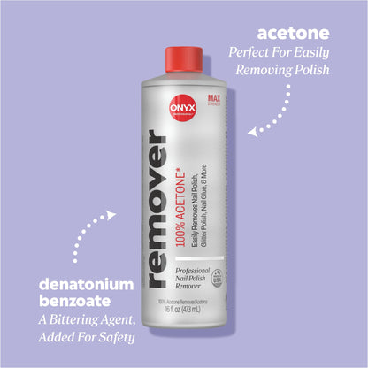 Onyx Professional 100% Pure Acetone Nail Polish Remover Kit with 7 inch Nail File, 16 fl oz - Made in USA, Maximum - Strength Gel Polish Remover, Artificial & Glitter Nail Polish - SkinNails&Makeup