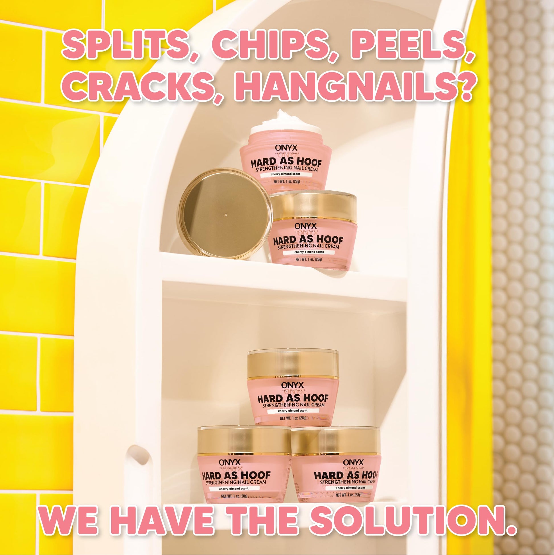 Onyx Professional Hard as Hoof Nail Strengthening Cream, Cherry Almond Scent - Made in USA, Nail Growth & Conditioning Cuticle Cream Stops Splits, Chips, Cracks & Strengthens Nails, 1 oz - My Store