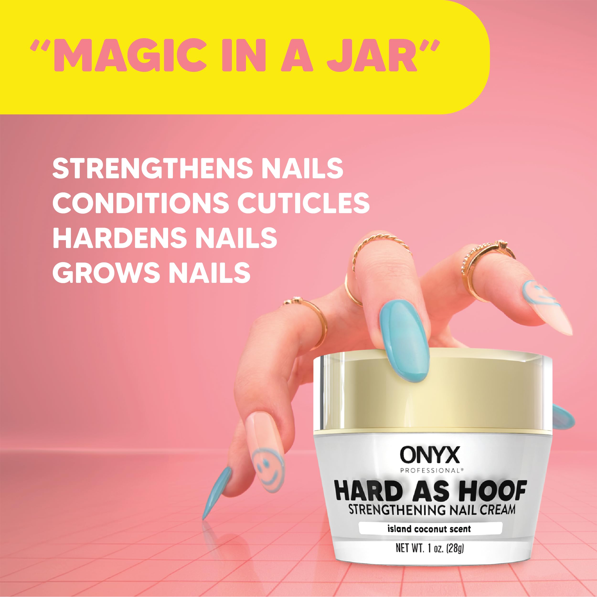 Onyx Professional Hard as Hoof Nail Strengthening Cream, Coconut Scent - Nail Growth and Conditioning Cuticle Cream Stops Splits, Chips, Cracks & Strengthens Nails, 1 oz - My Store