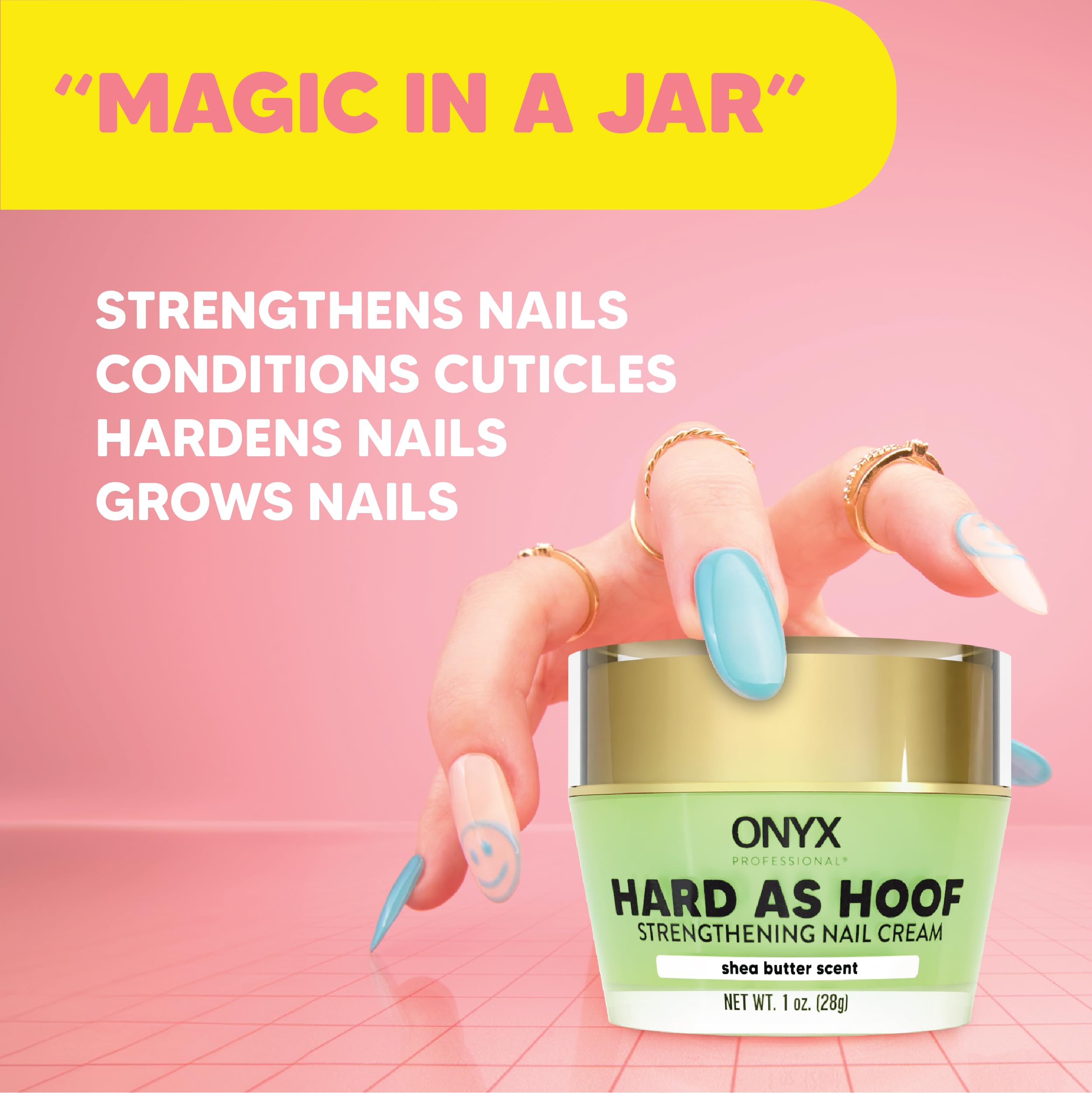 Onyx Professional Hard as Hoof Nail Strengthening Cream, Shea Butter Scent - Nail Growth & Conditioning Cuticle Cream Stops Splits, Chips, Cracks & Strengthens Nails, 1 oz - My Store