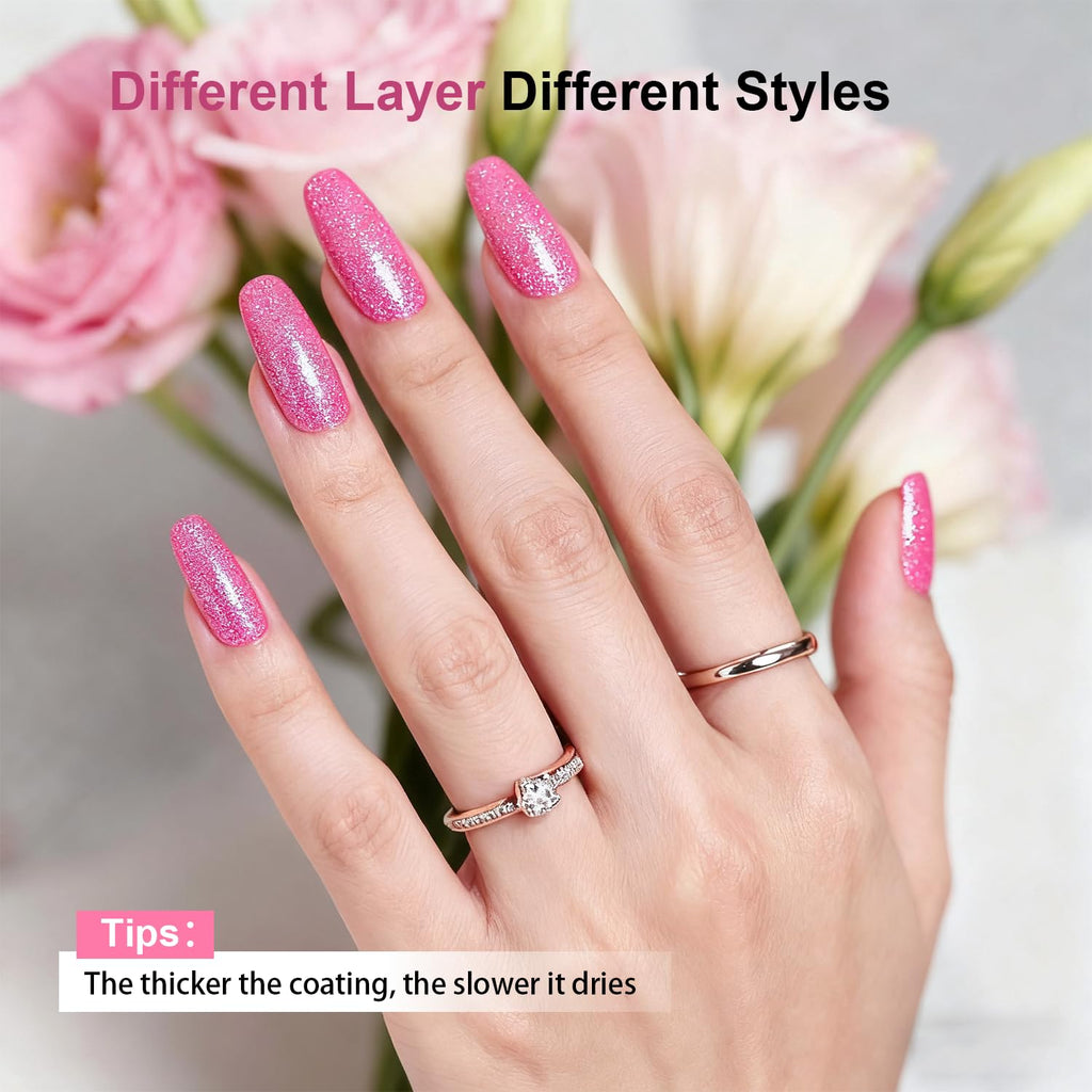 OpenLive 16.5ml Pink Glitter Nail Polish Large Volume Quick Dry Nail Polish, Long Lasting Shine, Fingernail Toenail Nail Art DIY Home Travel Nail Art Gift - SkinNails&Makeup