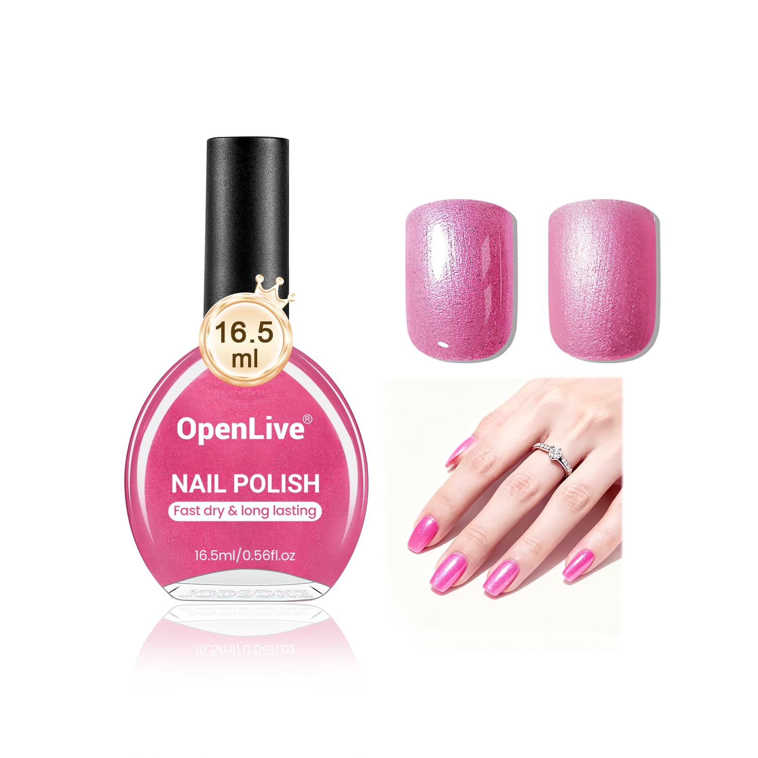 OpenLive 16.5ml Pink Glitter Nail Polish Large Volume Quick Dry Nail Polish, Long Lasting Shine, Fingernail Toenail Nail Art DIY Home Travel Nail Art Gift - SkinNails&Makeup