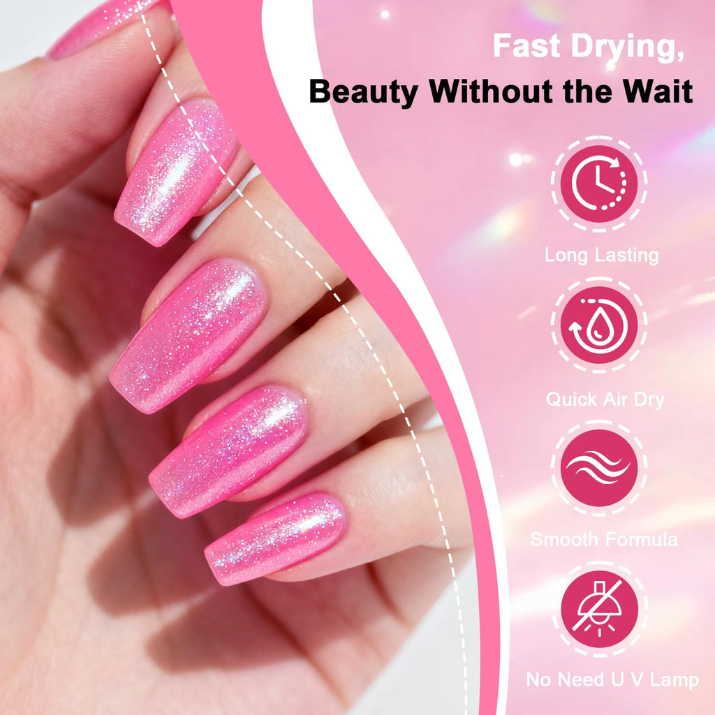 OpenLive 16.5ml Pink Glitter Nail Polish Large Volume Quick Dry Nail Polish, Long Lasting Shine, Fingernail Toenail Nail Art DIY Home Travel Nail Art Gift - SkinNails&Makeup
