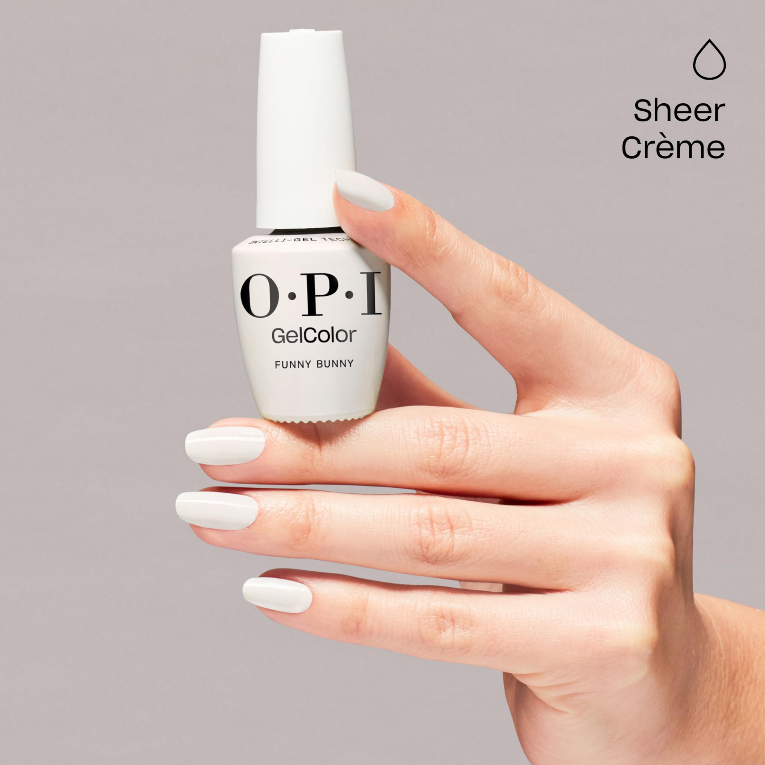 OPI GelColor Funny Bunny | Sheer Soft White Crème LED Cure Gel Nail Polish | Salon - Quality Shine, Long - Lasting Wear | Vegan & HEMA Free | 0.5 Fl Oz - SkinNails&Makeup