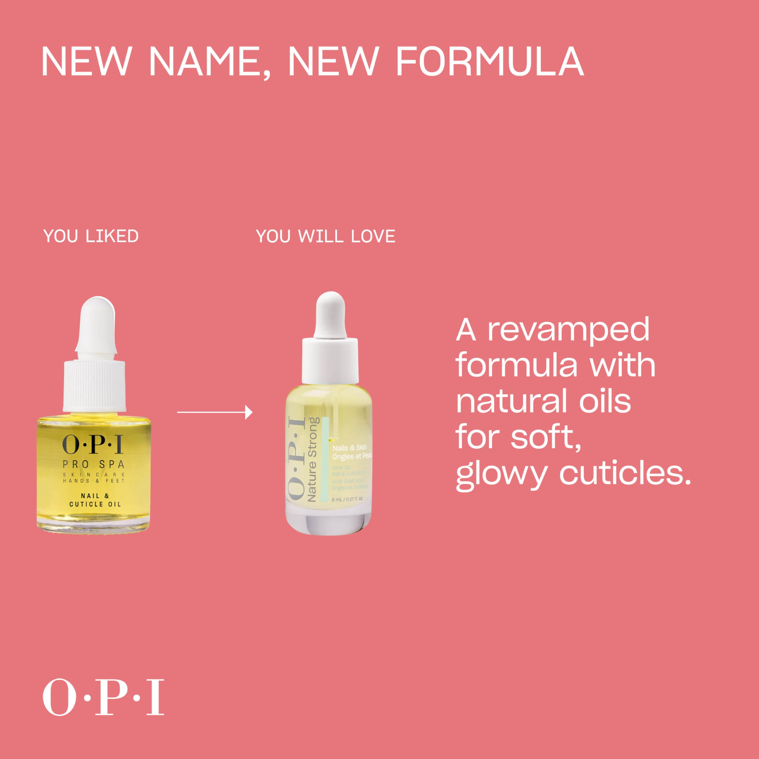 OPI Nature Strong Nails & Skin - Glow Up Nail & Cuticle Oil with Dropper | Lightweight, Nourishing Natural Oil Blend Moisturizes Dry Cuticles | Enriched with Vitamin E | 0.27 Fl Oz | 8 mL - SkinNails&Makeup