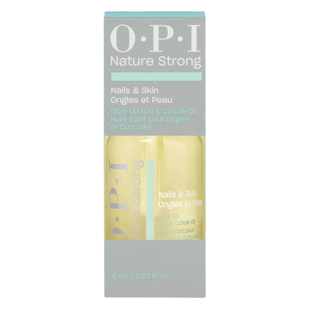 OPI Nature Strong Nails & Skin - Glow Up Nail & Cuticle Oil with Dropper | Lightweight, Nourishing Natural Oil Blend Moisturizes Dry Cuticles | Enriched with Vitamin E | 0.27 Fl Oz | 8 mL - SkinNails&Makeup