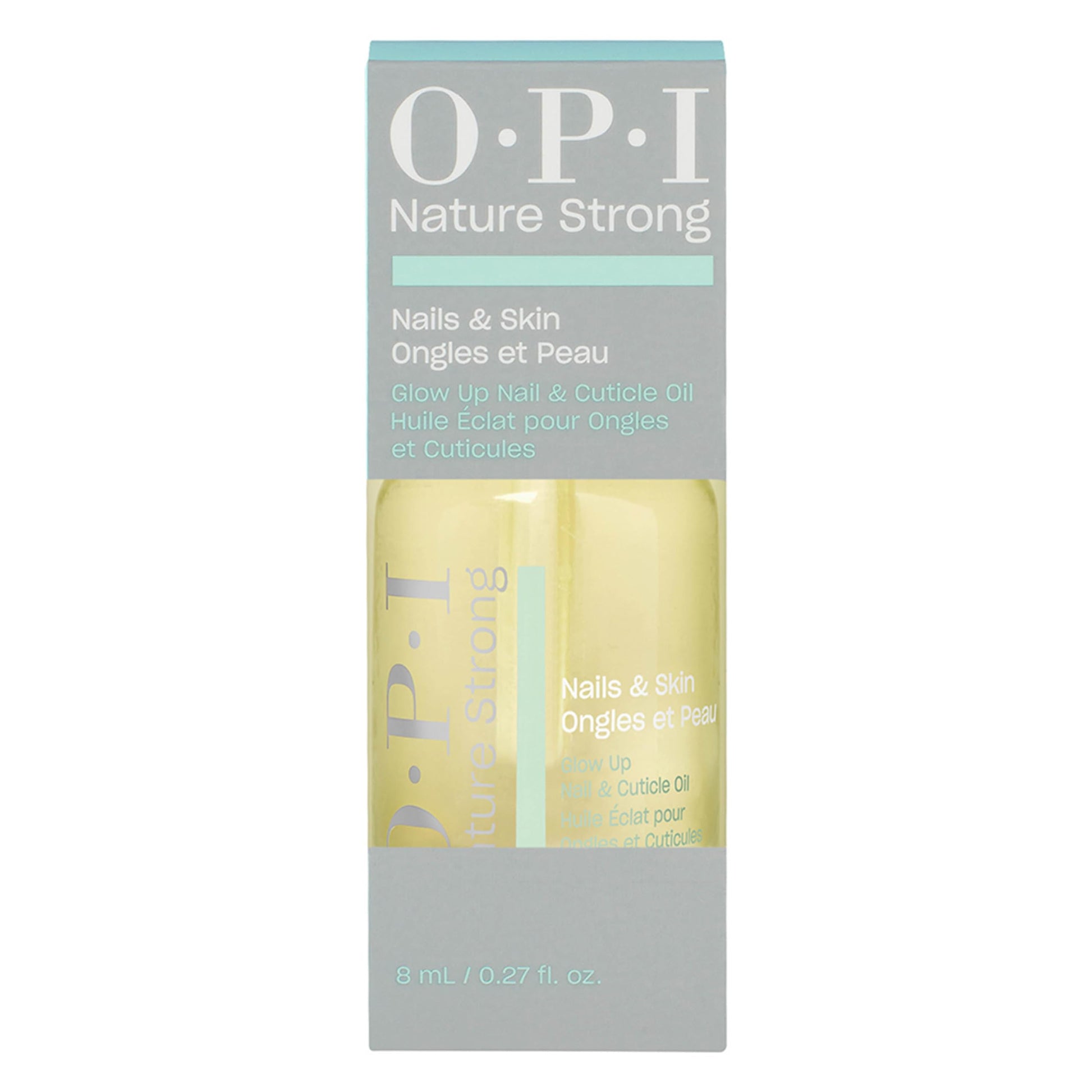 OPI Nature Strong Nails & Skin - Glow Up Nail & Cuticle Oil with Dropper | Lightweight, Nourishing Natural Oil Blend Moisturizes Dry Cuticles | Enriched with Vitamin E | 0.27 Fl Oz | 8 mL - SkinNails&Makeup