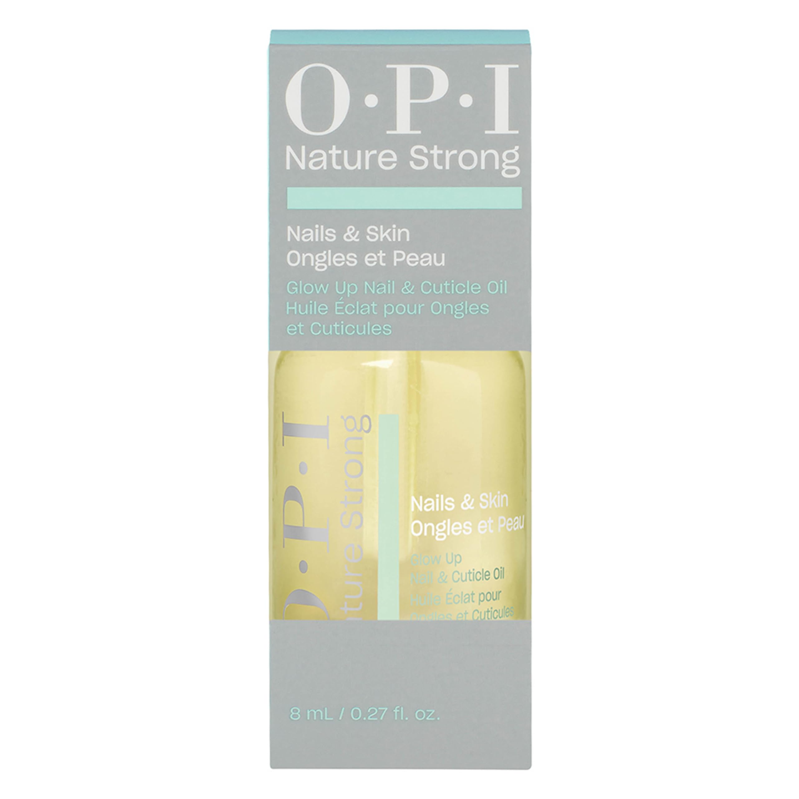 OPI Nature Strong Nails & Skin - Glow Up Nail & Cuticle Oil with Dropper | Lightweight, Nourishing Natural Oil Blend Moisturizes Dry Cuticles | Enriched with Vitamin E | 0.27 Fl Oz | 8 mL - SkinNails&Makeup