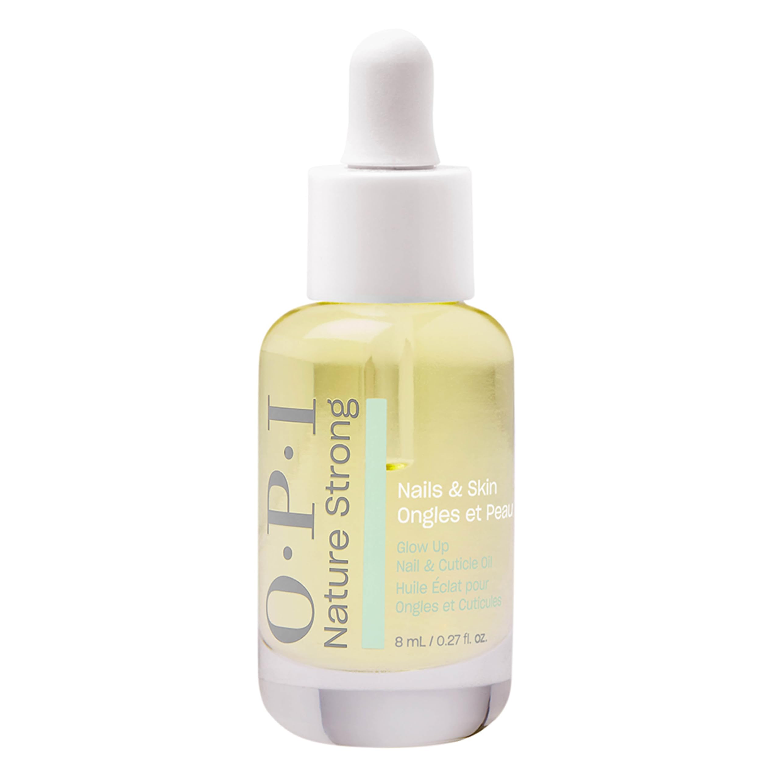 OPI Nature Strong Nails & Skin - Glow Up Nail & Cuticle Oil with Dropper | Lightweight, Nourishing Natural Oil Blend Moisturizes Dry Cuticles | Enriched with Vitamin E | 0.27 Fl Oz | 8 mL - SkinNails&Makeup