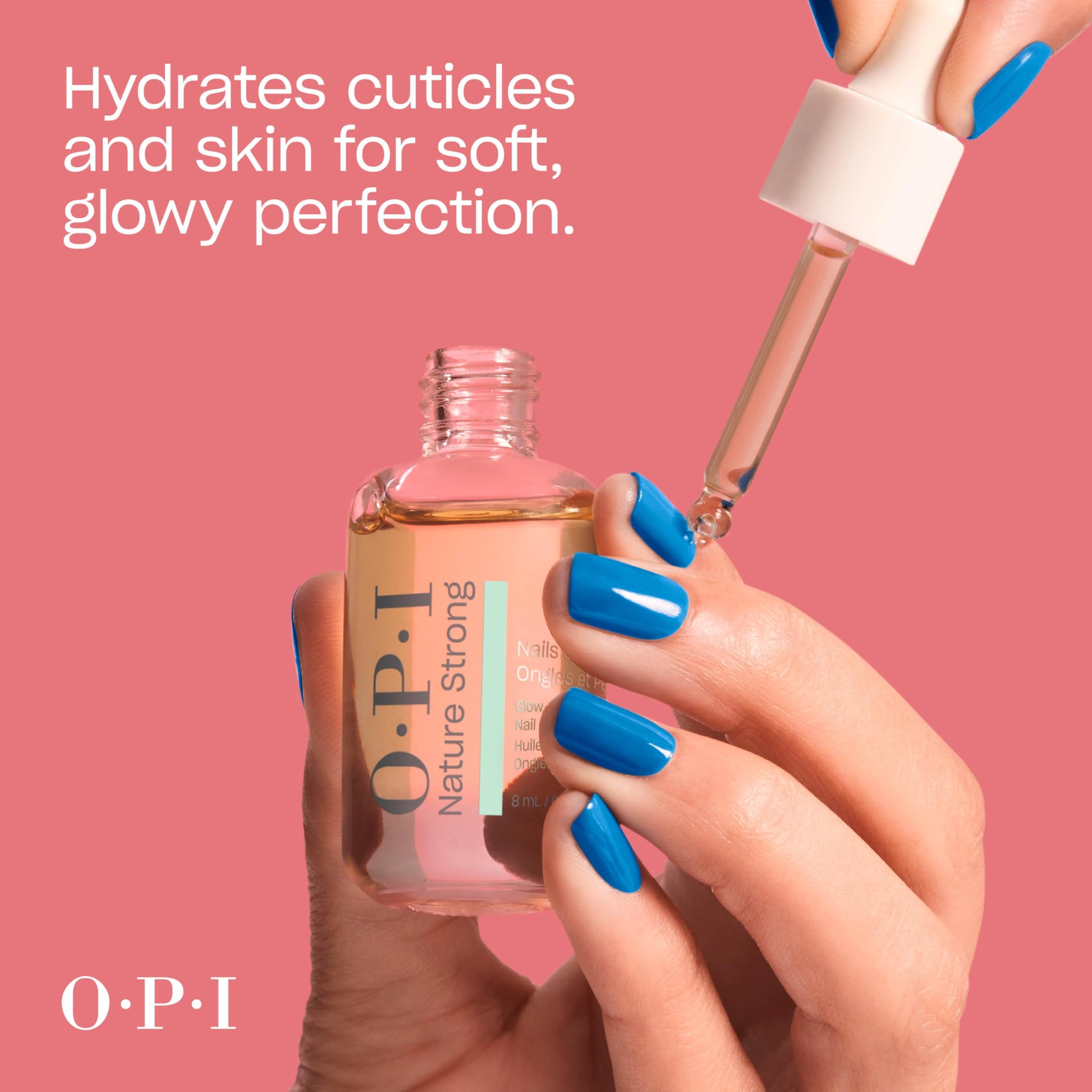 OPI Nature Strong Nails & Skin - Glow Up Nail & Cuticle Oil with Dropper | Lightweight, Nourishing Natural Oil Blend Moisturizes Dry Cuticles | Enriched with Vitamin E | 0.27 Fl Oz | 8 mL - SkinNails&Makeup