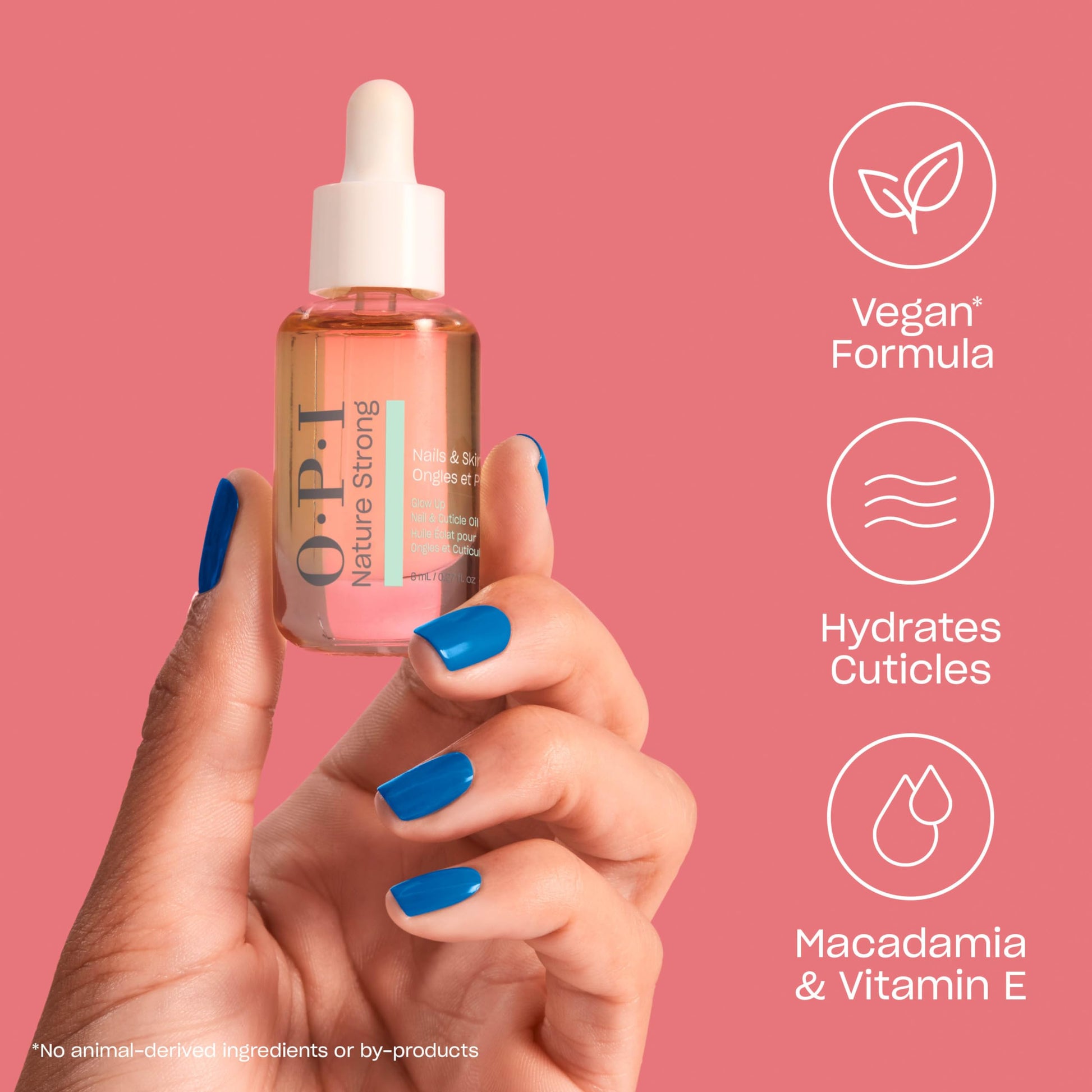 OPI Nature Strong Nails & Skin - Glow Up Nail & Cuticle Oil with Dropper | Lightweight, Nourishing Natural Oil Blend Moisturizes Dry Cuticles | Enriched with Vitamin E | 0.27 Fl Oz | 8 mL - SkinNails&Makeup