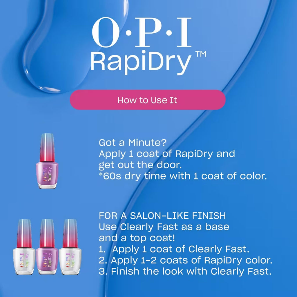OPI RapiDry Flash n' Flirty | Opaque Soft Pink Pearl Quick Dry Nail Polish | Vegan, Smudge Proof, Fast Drying - My Store