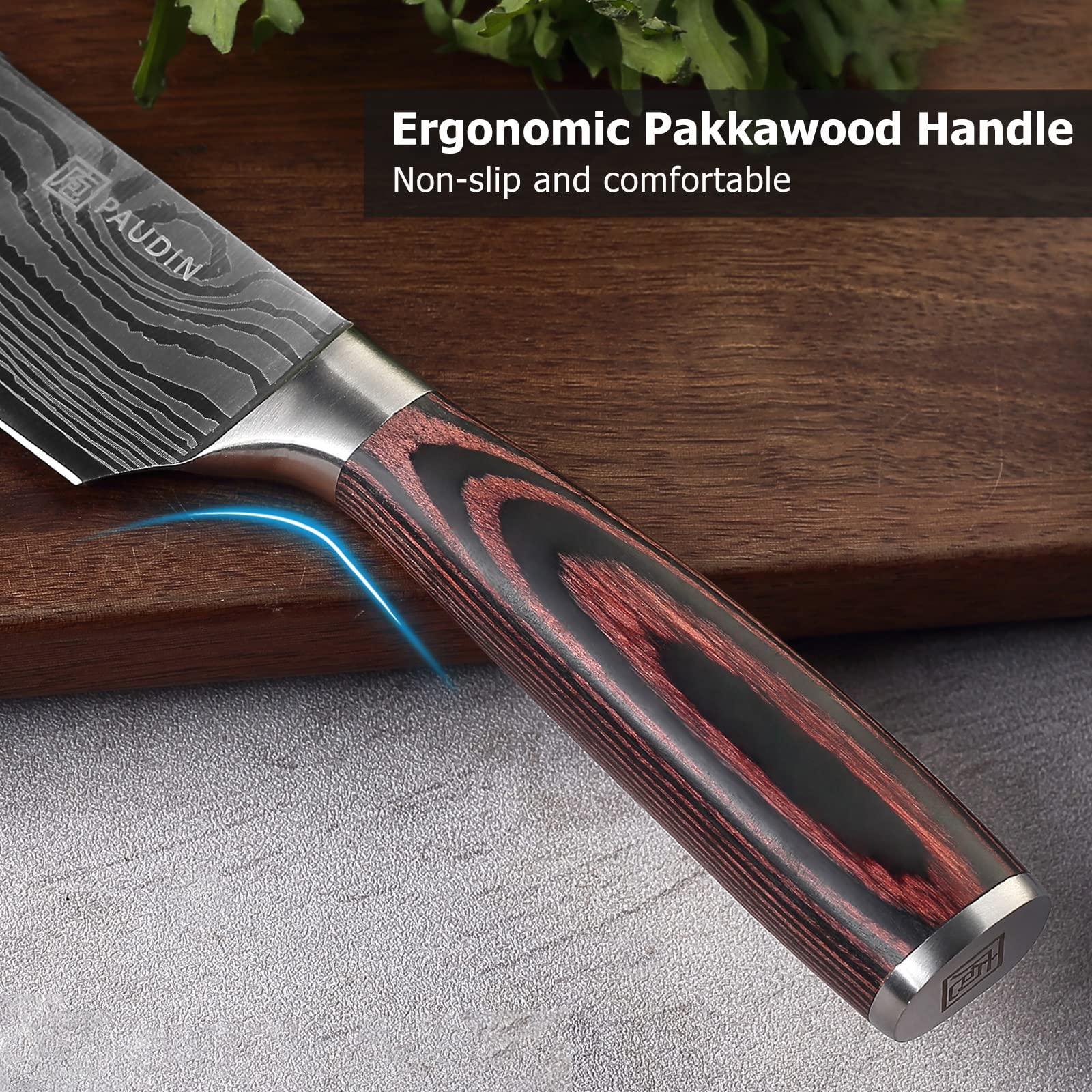 PAUDIN Chef Knife, 8 Inch High Carbon Stainless Steel Sharp Kitchen Knife with Ergonomic Handle, Gift Box for Family & Restaurant - SkinNails&Makeup
