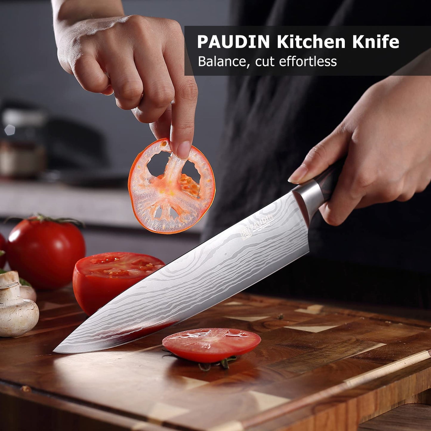 PAUDIN Chef Knife, 8 Inch High Carbon Stainless Steel Sharp Kitchen Knife with Ergonomic Handle, Gift Box for Family & Restaurant - SkinNails&Makeup
