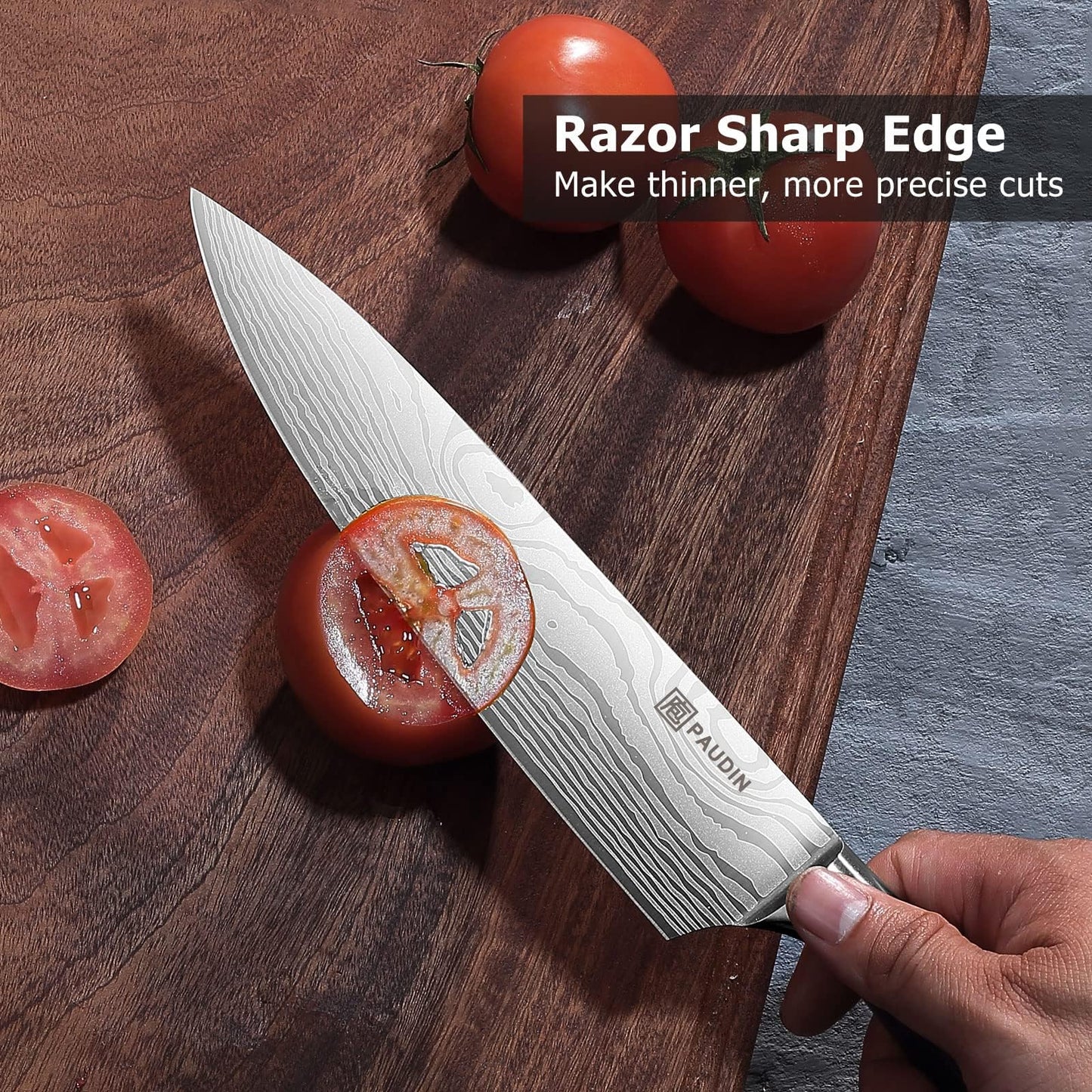 PAUDIN Chef Knife, 8 Inch High Carbon Stainless Steel Sharp Kitchen Knife with Ergonomic Handle, Gift Box for Family & Restaurant - SkinNails&Makeup