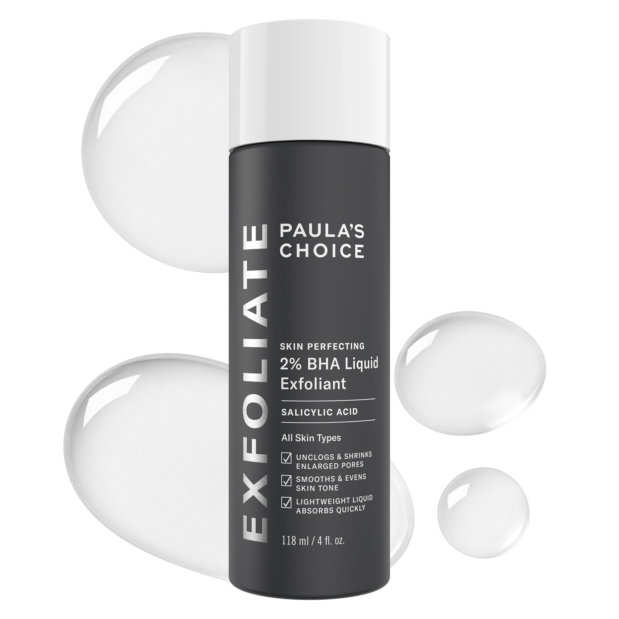 Paulas Choice - SKIN PERFECTING 2% BHA Liquid Salicylic Acid Exfoliant - Facial Exfoliant for Blackheads, Enlarged Pores, Wrinkles & Fine Lines, 4 oz Bottle - SkinNails&Makeup