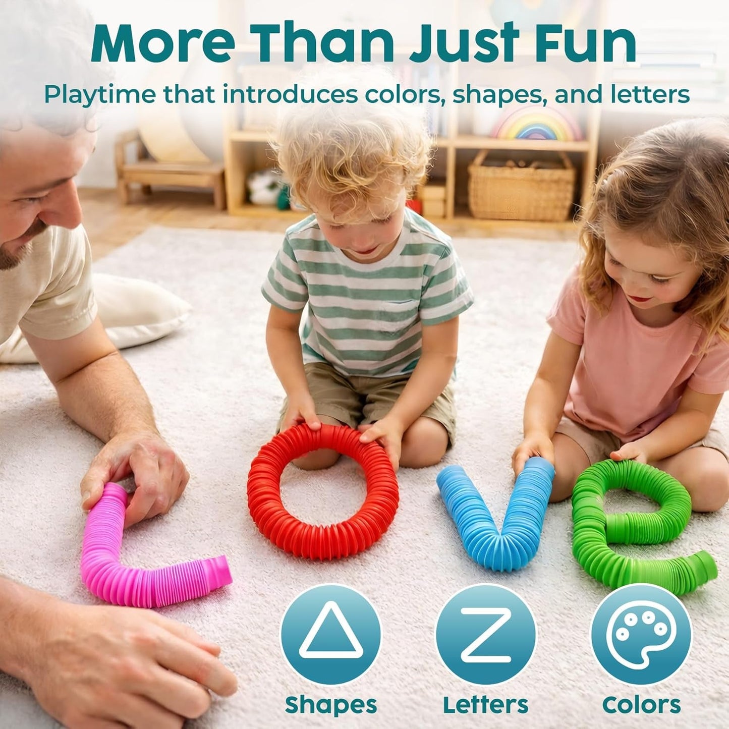 Pop Tubes - Sensory Toys - Fidget Toys - Imaginative Play & Stimulating Creative Learning - Hours of Fun for Kids - Tons of Ways to Play - Non - Mouthable Toy 3+ - 8 Pack Large - SkinNails&Makeup