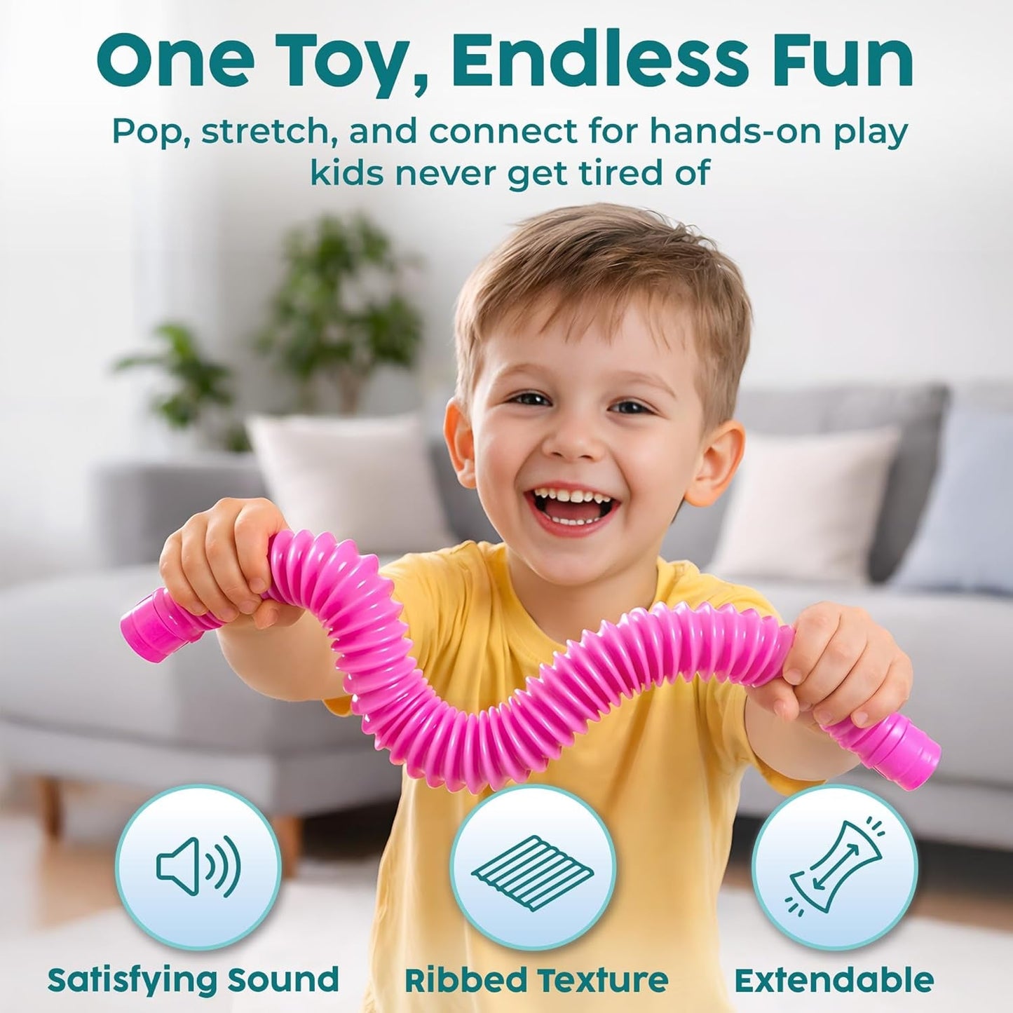 Pop Tubes - Sensory Toys - Fidget Toys - Imaginative Play & Stimulating Creative Learning - Hours of Fun for Kids - Tons of Ways to Play - Non - Mouthable Toy 3+ - 8 Pack Large - SkinNails&Makeup