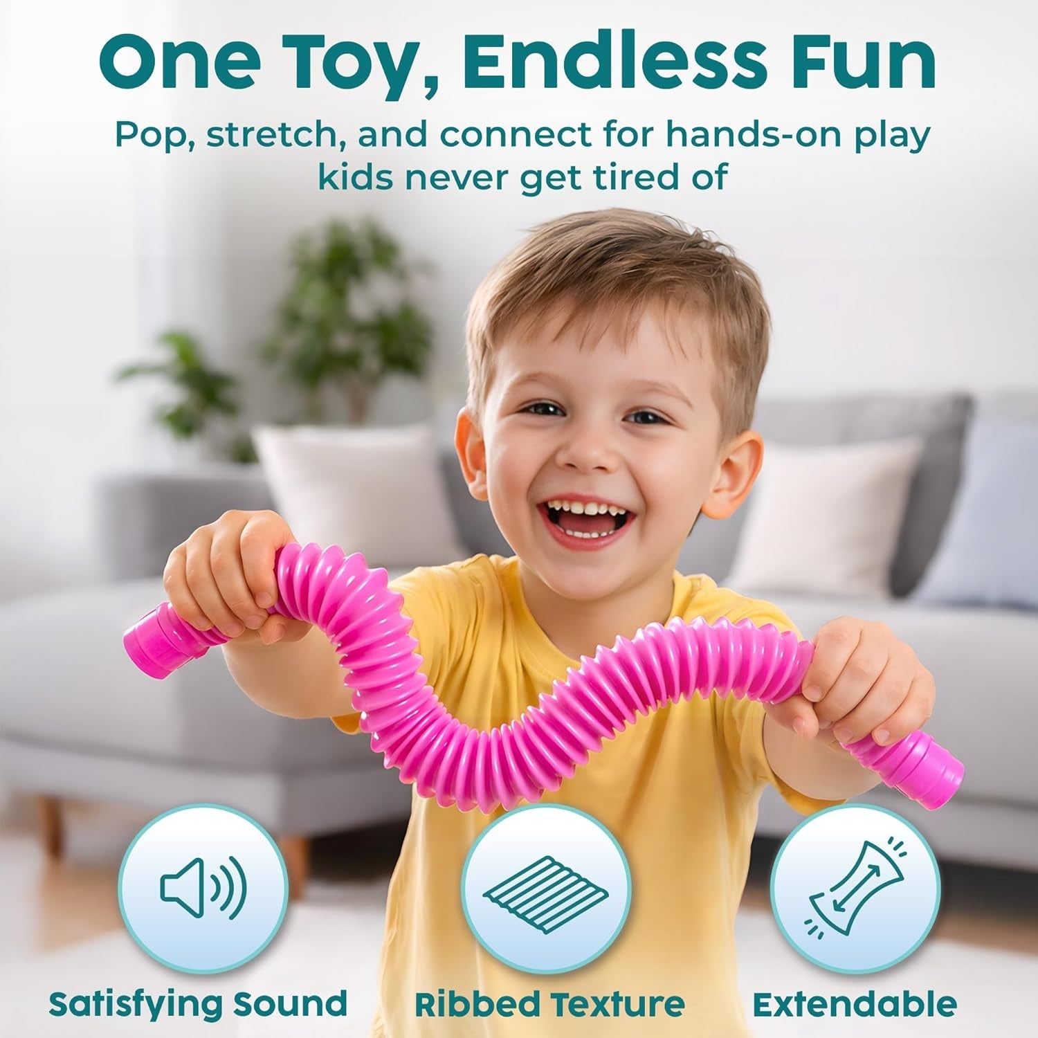 Pop Tubes - Sensory Toys - Fidget Toys - Imaginative Play & Stimulating Creative Learning - Hours of Fun for Kids - Tons of Ways to Play - Non - Mouthable Toy 3+ - 8 Pack Large - SkinNails&Makeup