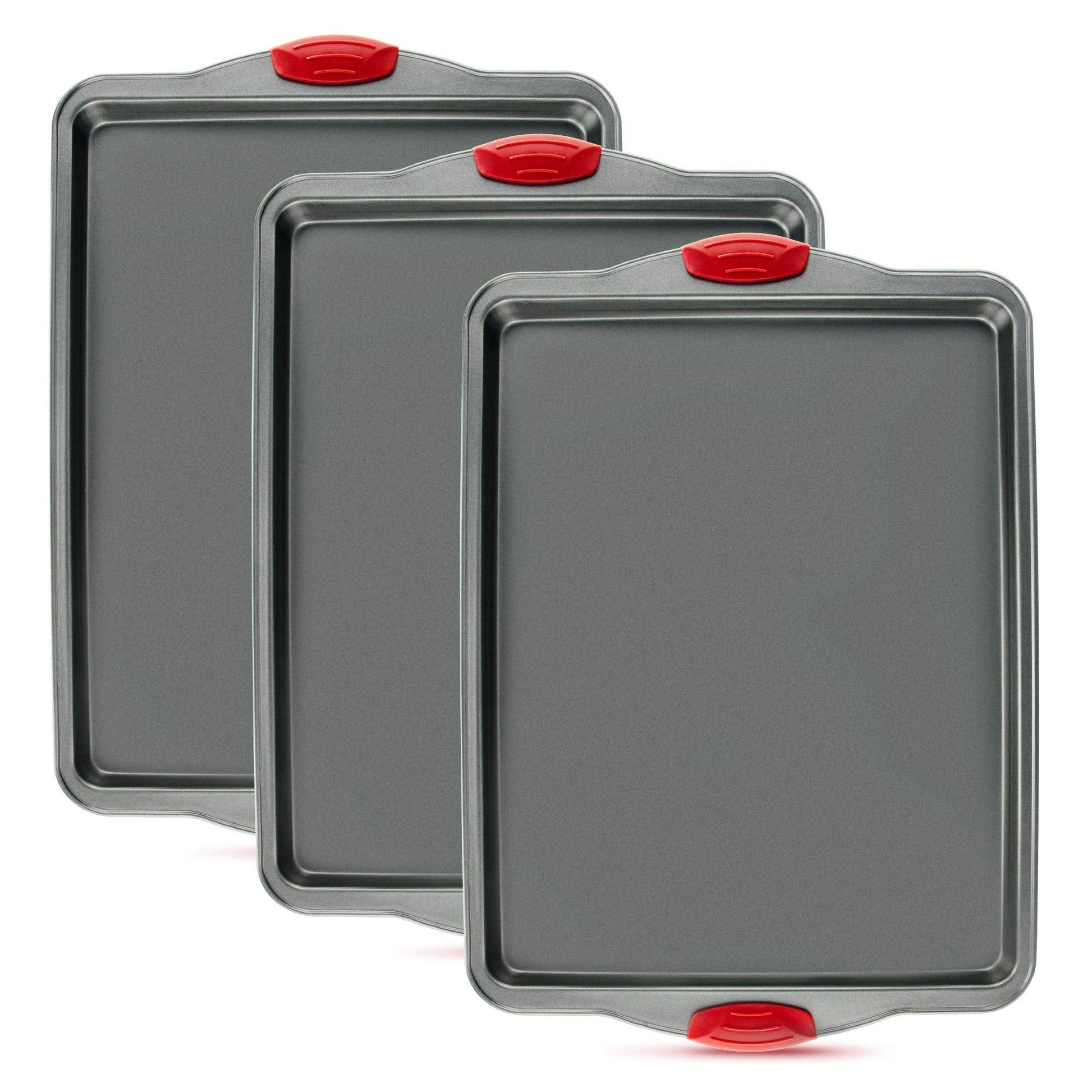 Premium Nonstick Baking Sheet Pans – Set of 3, Heavy - Gauge Carbon Steel, Warp, Dent, and Rust - Resistant – Gourmet Rimmed Half Cookie Sheet Trays, Non - Toxic for Exceptional Baking Performance - SkinNails&Makeup