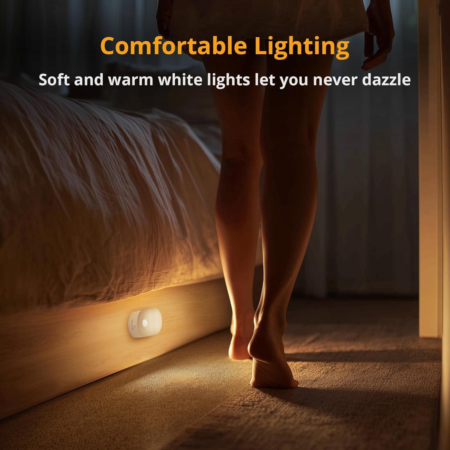 Rechargeable Battery Night Light with Motion Sensor, Portable Mini Warm White LED Stick - On Closet Light, Adjustable Brightness for Bathroom, Bedroom, Kitchen, Cabinet, Stairs, Hallway, 2 - Pack - SkinNails&Makeup