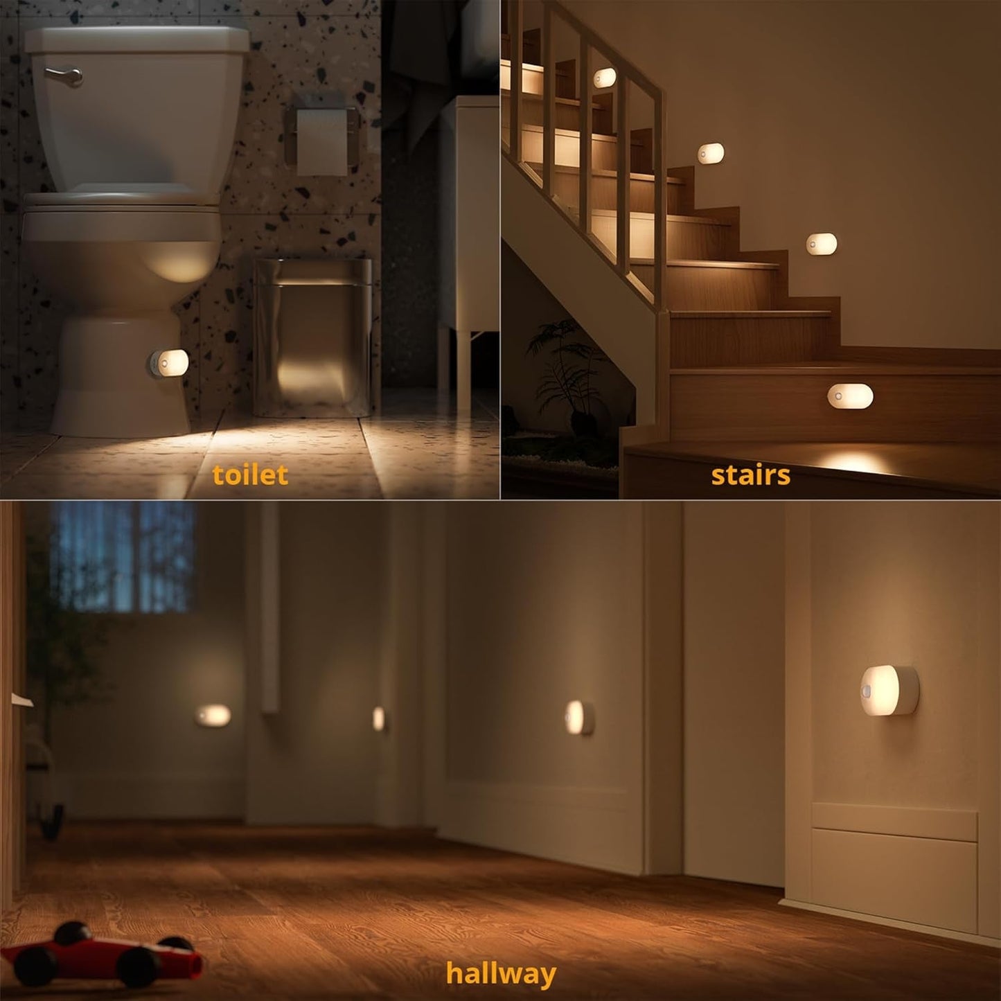 Rechargeable Battery Night Light with Motion Sensor, Portable Mini Warm White LED Stick - On Closet Light, Adjustable Brightness for Bathroom, Bedroom, Kitchen, Cabinet, Stairs, Hallway, 2 - Pack - SkinNails&Makeup