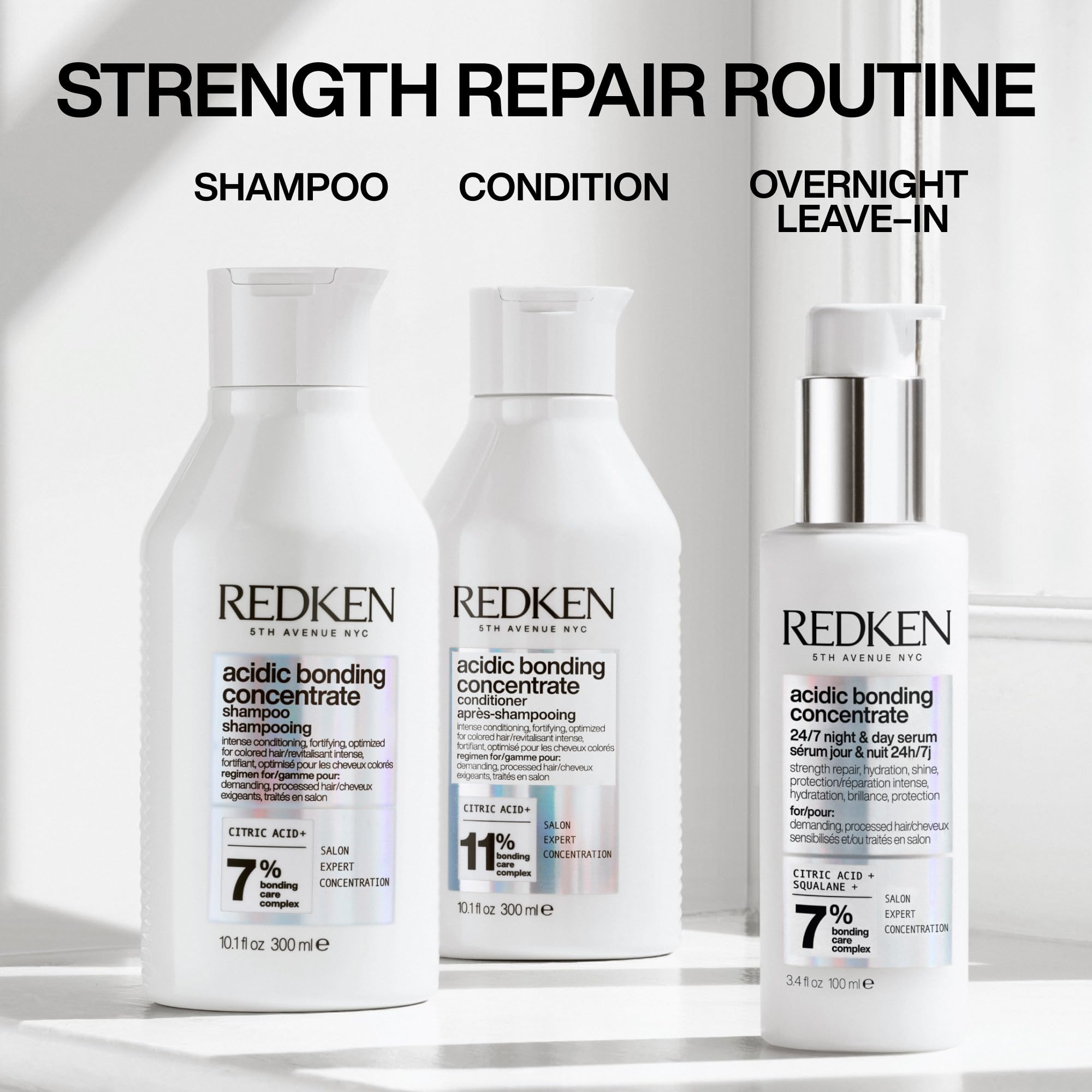 Redken Acidic Bonding Concentrate 24/7 Night & Day Serum For Damaged Hair - Nourishes & Restores, Overnight Hair Repair & Protection, Lightweight & Anti - Frizz - SkinNails&Makeup