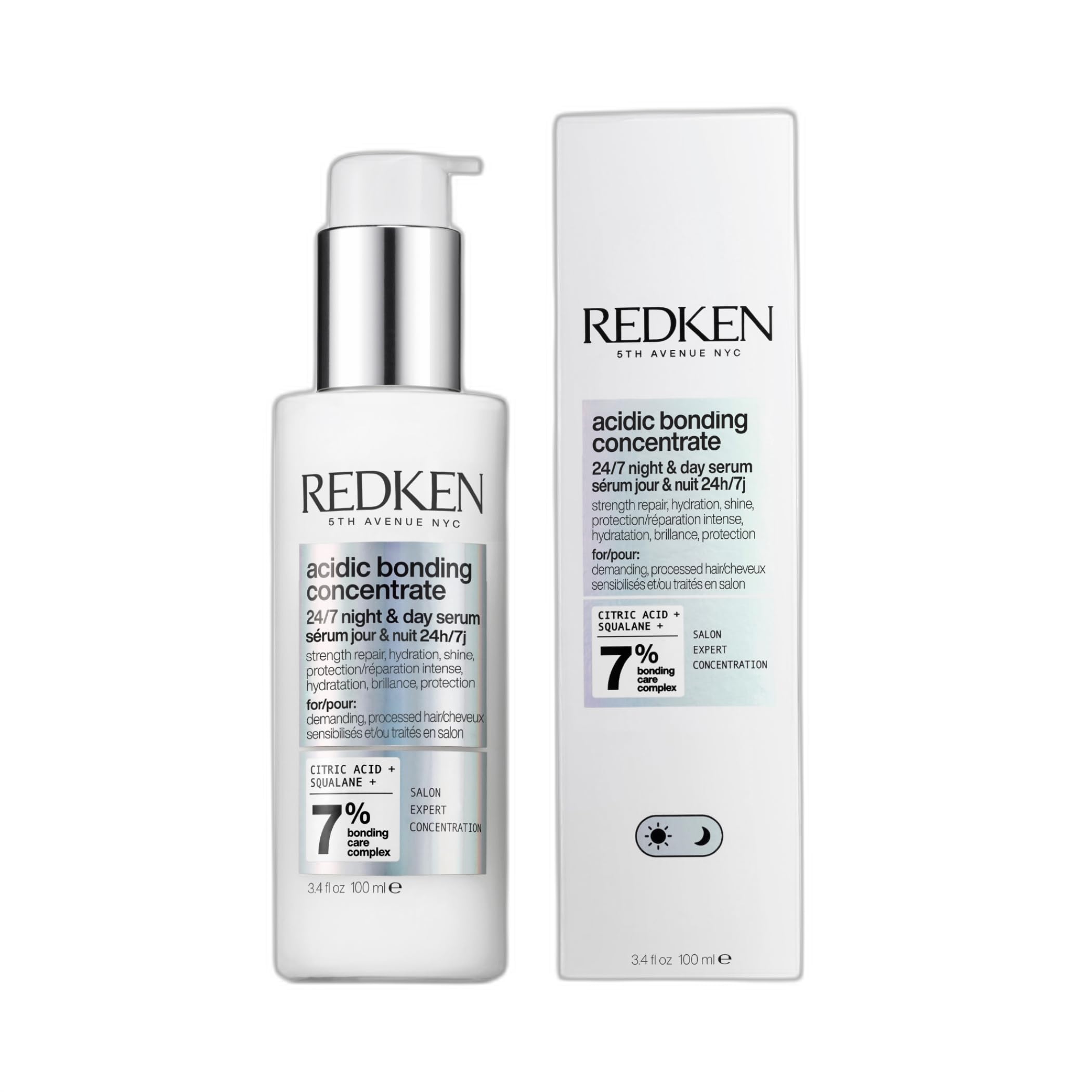Redken Acidic Bonding Concentrate 24/7 Night & Day Serum For Damaged Hair - Nourishes & Restores, Overnight Hair Repair & Protection, Lightweight & Anti - Frizz - SkinNails&Makeup