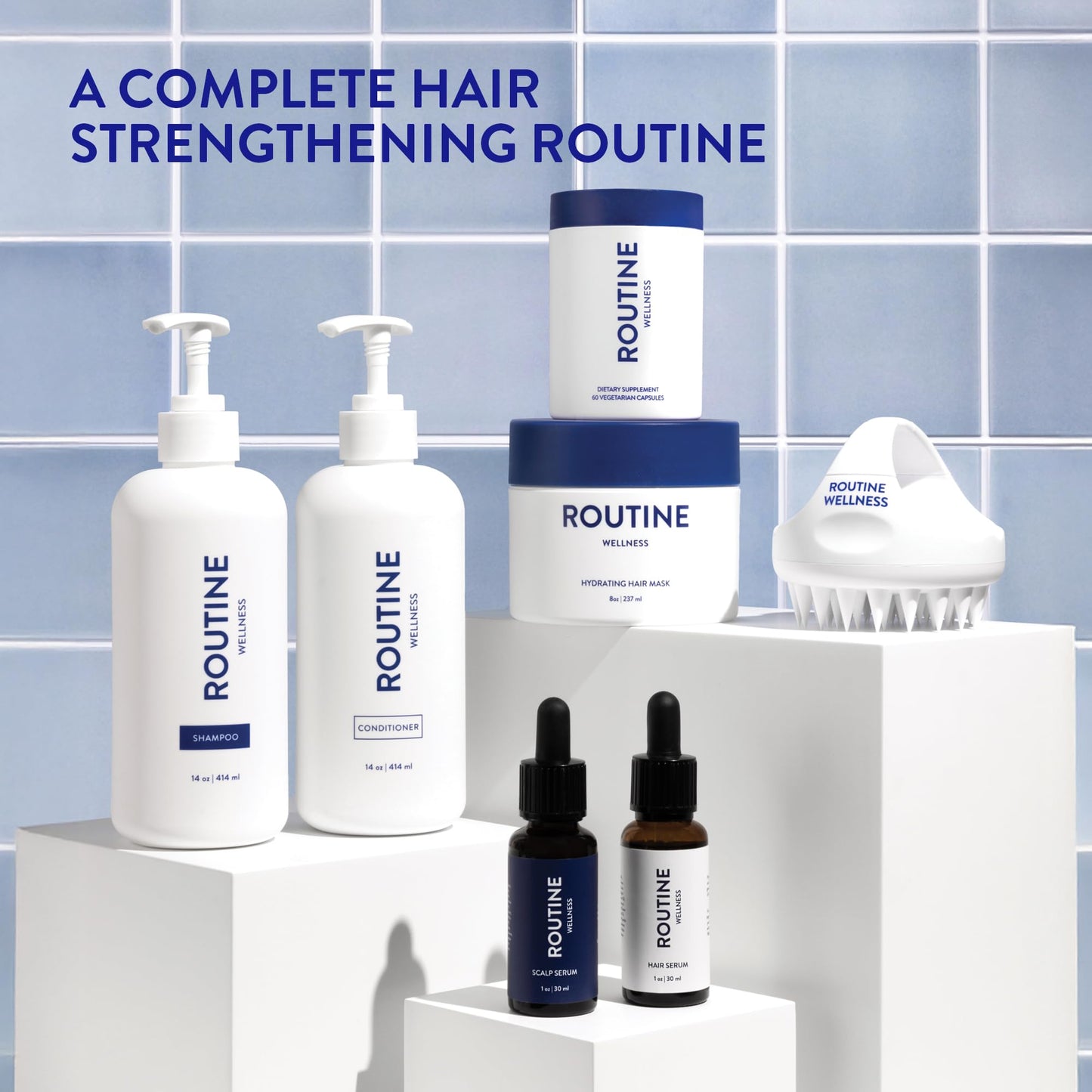 Routine Wellness Anti - Thinning Shampoo and Conditioner Set for Thinning Hair - Biotin DHT Blocker Women & Men - Color Safe Shampoo for Hair Loss & Healthier Hair - Rose Hips Set - SkinNails&Makeup