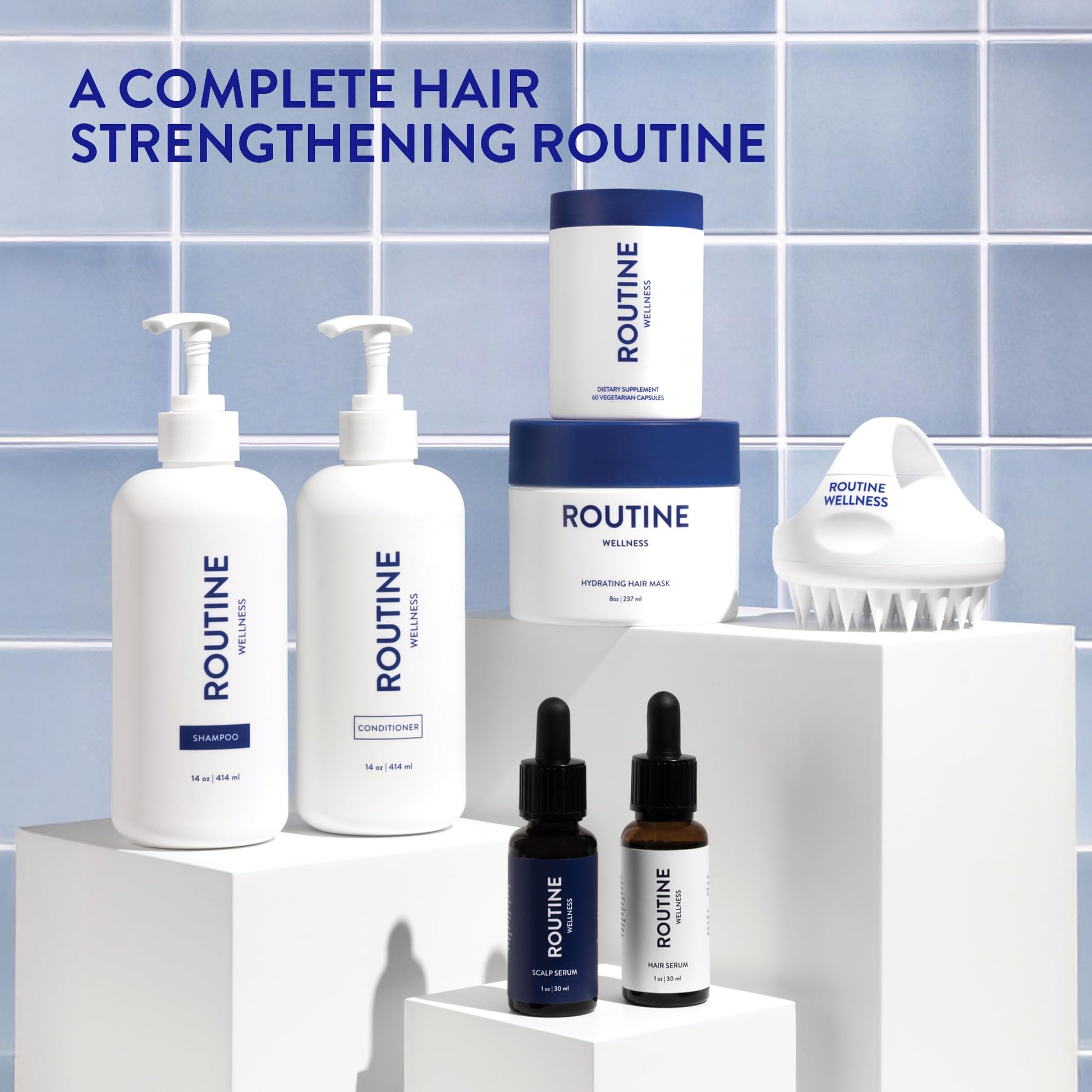 Routine Wellness Anti - Thinning Shampoo and Conditioner Set for Thinning Hair - Biotin DHT Blocker Women & Men - Color Safe Shampoo for Hair Loss & Healthier Hair - Rose Hips Set - SkinNails&Makeup