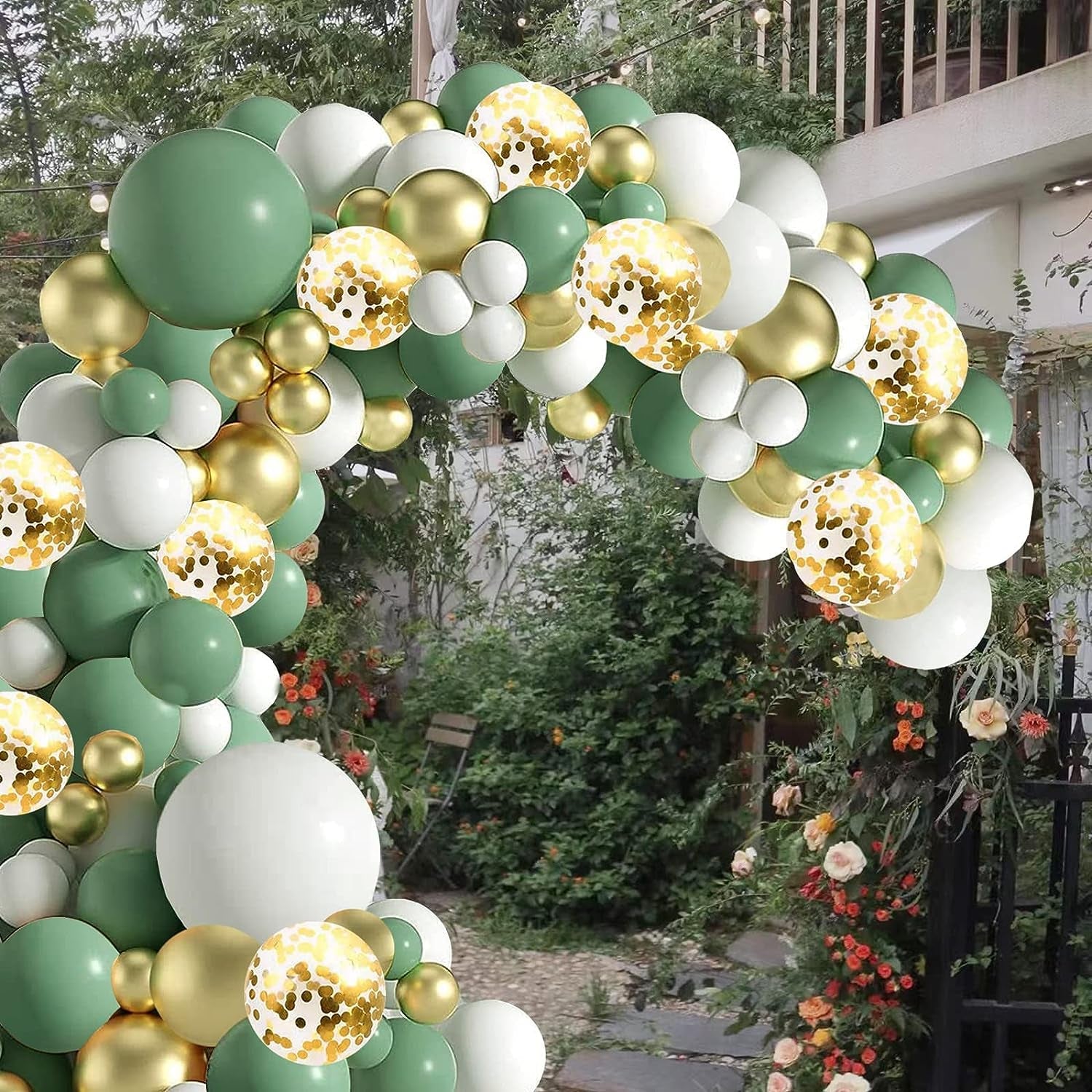 Sage Green White Gold Balloons Garland Arch Kit,126Pcs Sage Green Olive Green Latex Different Sizes 18 12 5 Inch Balloons for Birthday Baby Shower Gender Reveal Wedding Party Decoration - SkinNails&Makeup