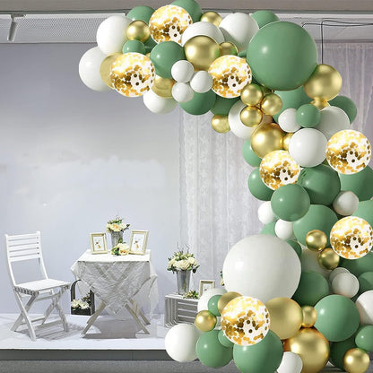 Sage Green White Gold Balloons Garland Arch Kit,126Pcs Sage Green Olive Green Latex Different Sizes 18 12 5 Inch Balloons for Birthday Baby Shower Gender Reveal Wedding Party Decoration - SkinNails&Makeup