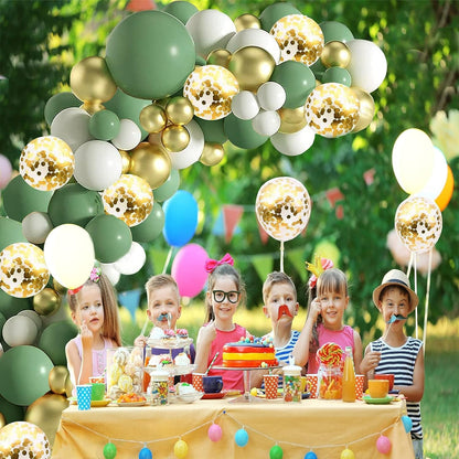 Sage Green White Gold Balloons Garland Arch Kit,126Pcs Sage Green Olive Green Latex Different Sizes 18 12 5 Inch Balloons for Birthday Baby Shower Gender Reveal Wedding Party Decoration - SkinNails&Makeup