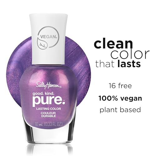 Sally Hansen Good. Kind. Pure. Nail Polish | Plant - Based, Vegan, 16 - Free Formula | Opaque, Shimmer | 355 Iris Dusk | Metallic Purple Nail Color - SkinNails&Makeup