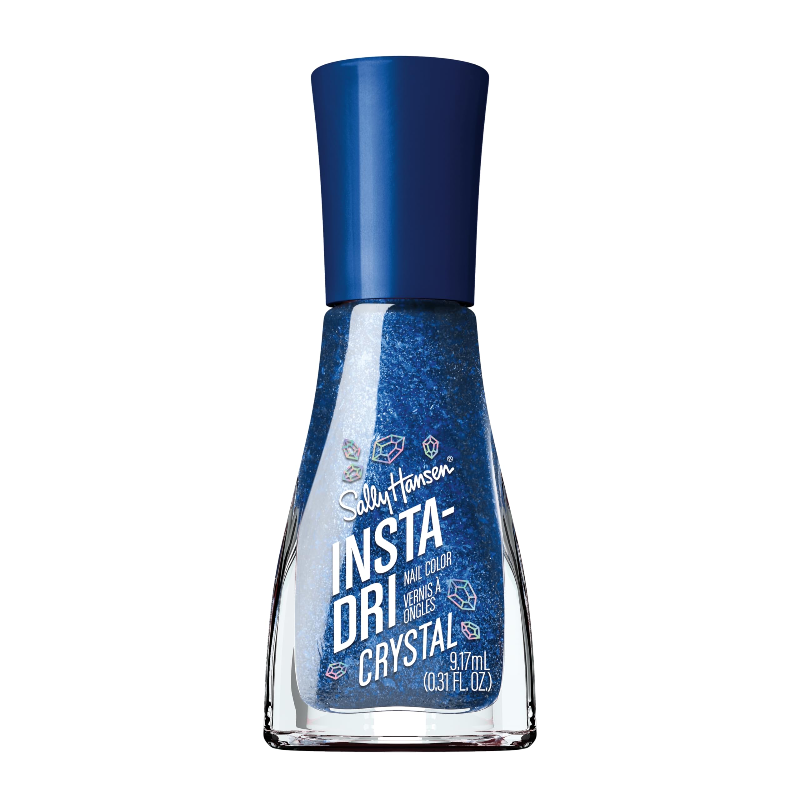 Sally Hansen Insta - Dri Crystals Nail Polish | Quick Dry, Long Lasting, Streak - Free Shine | Opaque, Shimmery | 123 Cobalt Blue | Dark Blue Nail Color. - My Store