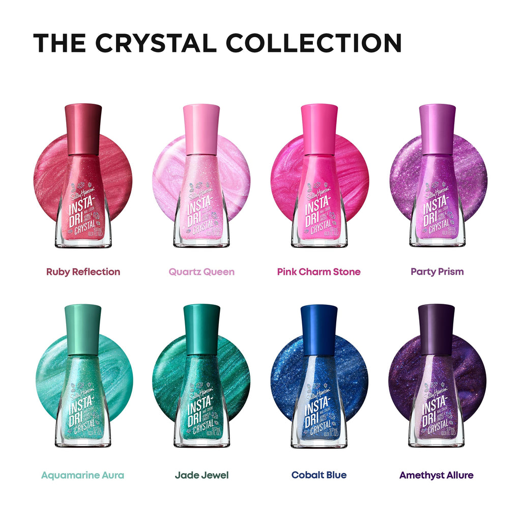 Sally Hansen Insta - Dri Crystals Nail Polish | Quick Dry, Long Lasting, Streak - Free Shine | Opaque, Shimmery | 123 Cobalt Blue | Dark Blue Nail Color. - My Store