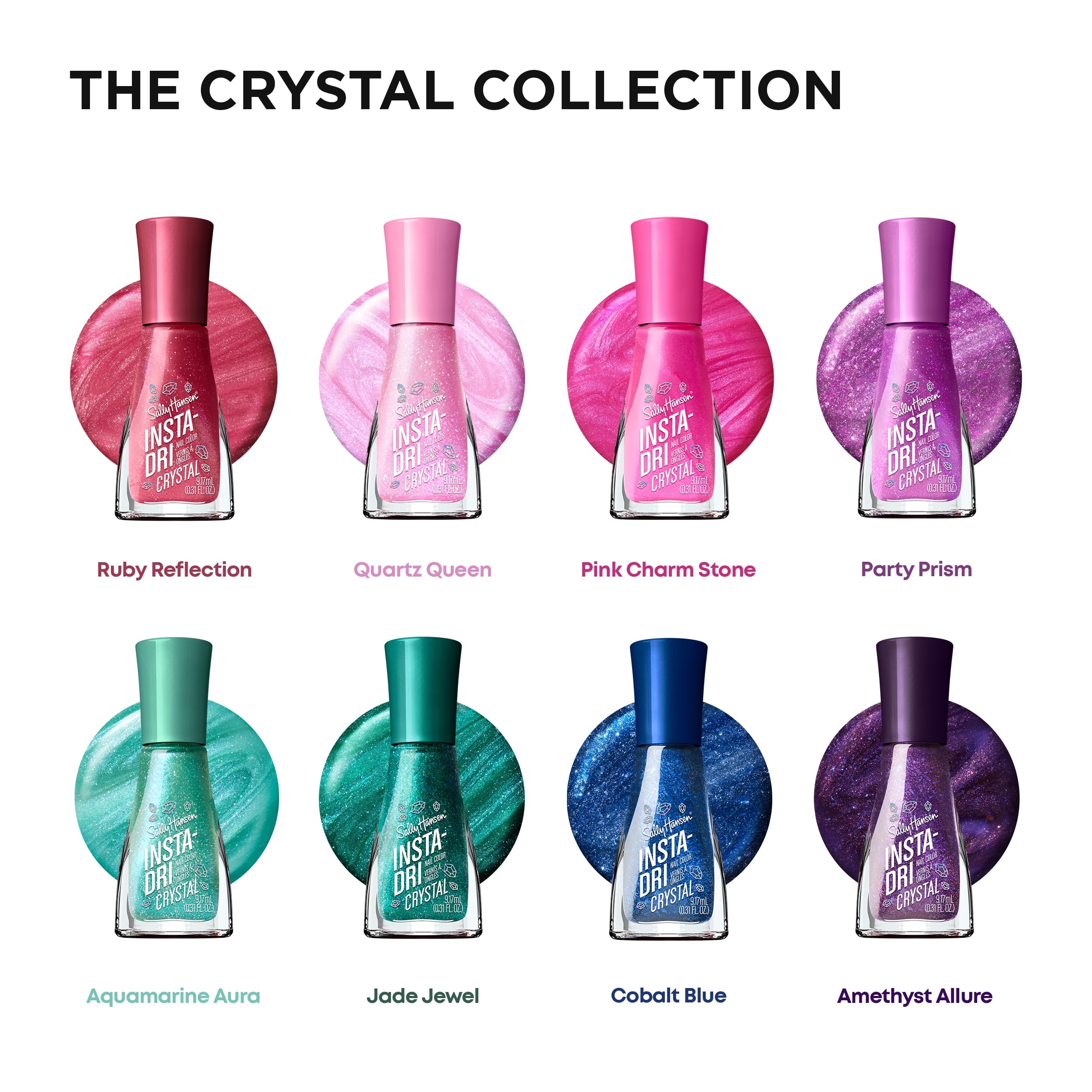 Sally Hansen Insta - Dri Crystals Nail Polish | Quick Dry, Long Lasting, Streak - Free Shine | Opaque, Shimmery | 123 Cobalt Blue | Dark Blue Nail Color. - My Store