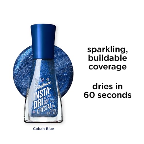 Sally Hansen Insta - Dri Crystals Nail Polish | Quick Dry, Long Lasting, Streak - Free Shine | Opaque, Shimmery | 123 Cobalt Blue | Dark Blue Nail Color. - My Store