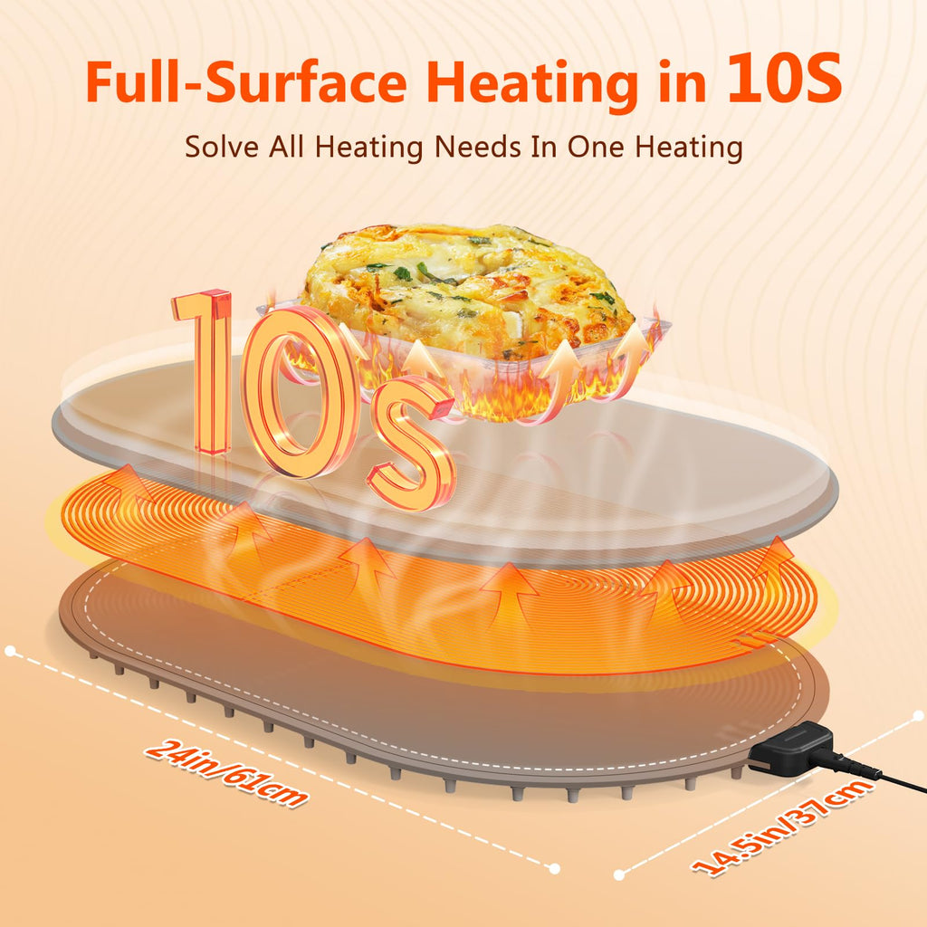 seenlast Warming Mat for Food with Adjustable Temperature Timer,10S Fast Heating Electric Food Warming Mat for Parties Buffet Daily,Food Heating Mat with Insulating Pad Raised Feet Protects Table - SkinNails&Makeup